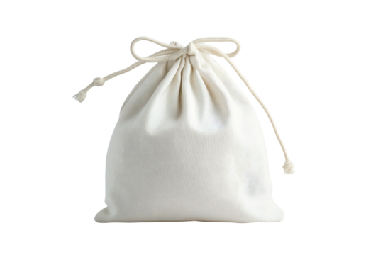 A bag on a plain background.  The bag is made of a soft, white m