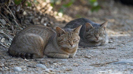 two cats on the floor