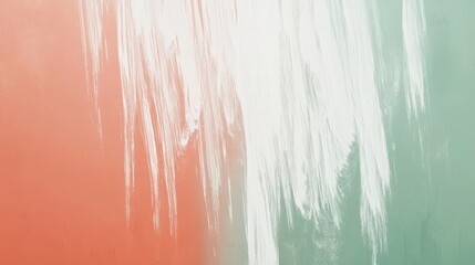 Abstract white streaks over coral and sage green gradient background minimalist artistic design high detail