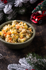Traditional russian salad Olivier