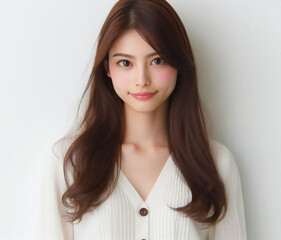 白いブラウスの美女