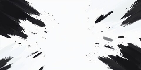 Dynamic Black and White Brush Strokes on a Textured Canvas
