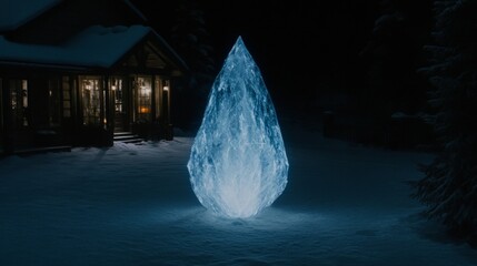 Obraz premium Luminous Ice Shard in Snowy Night Landscape