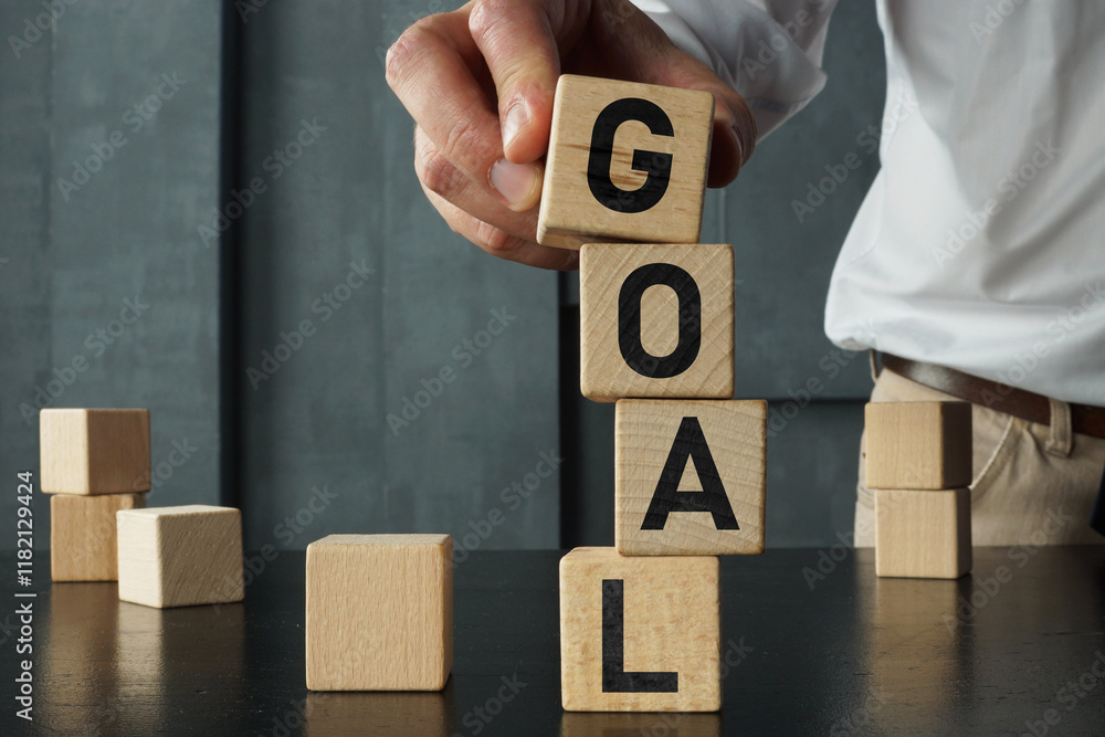Poster the achieving business goals and reaching new heights as execution of a business plan. achieve your 