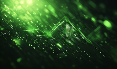 Green Arrow, stock market and finance background design for business, economy and global inflation. Graphic, seo or marketing strategy graphic wallpaper for banking, investment growth., Generative AI