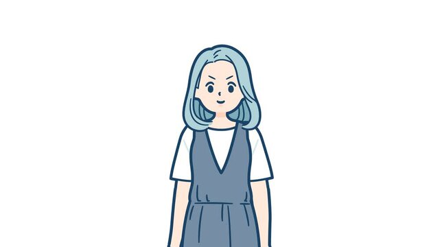 Jumper dress woman_Salute serious expression_with alpha channel