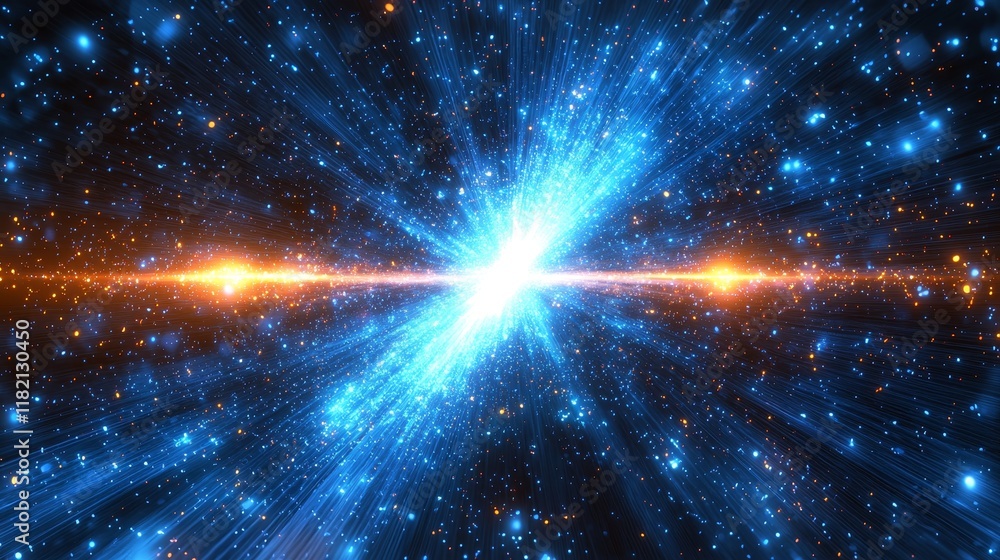 Poster a blue gradient abstract texture background with glowing light rays, creating a futuristic cg effect