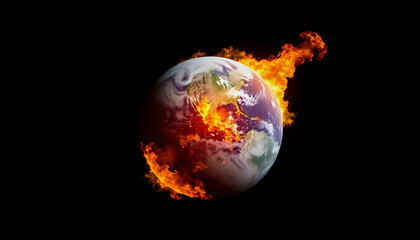 Fototapeta premium Earth on Fire: Global Warming and Climate Change Impacts
