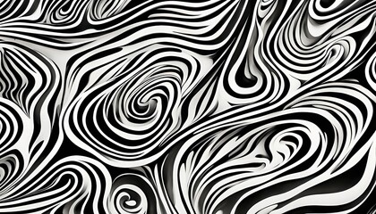 Abstract black and white ink swirls that create a hypnotic pattern, edgy and artistic