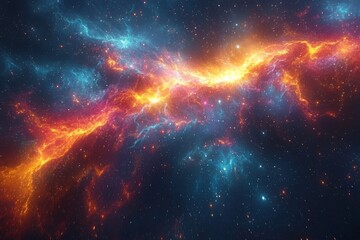 Fototapeta premium Quantum fields exchanging energy dynamically in neon hues