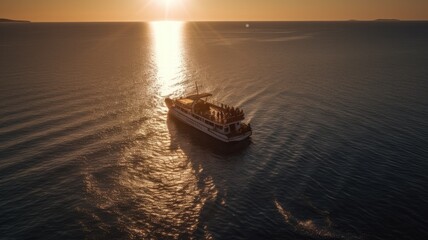 Fototapeta premium sunset, on the sea, during a boat trip