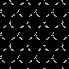 Man jumping over the abyss icon pattern seamless isolated on black background