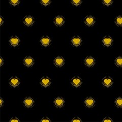 Heart sun icon pattern seamless isolated on black background