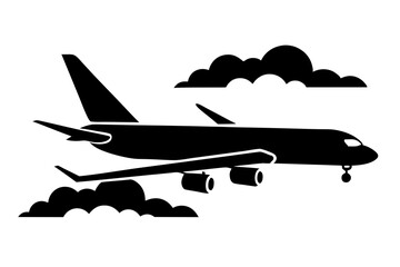 Airplane Vector Illustration - Silhouette of Passenger Aircraft