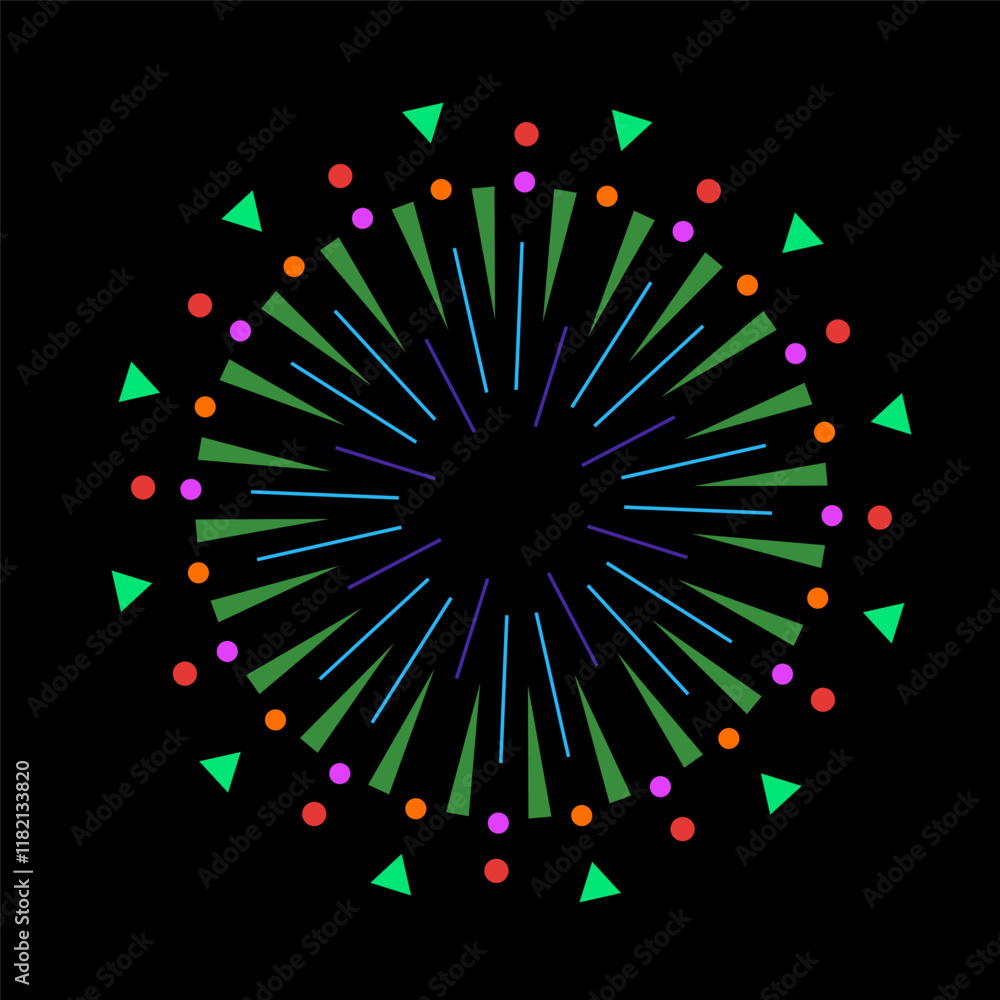 Poster vibrant firework explosion with radiant spark rays. abstract light flash and burst icon with a color