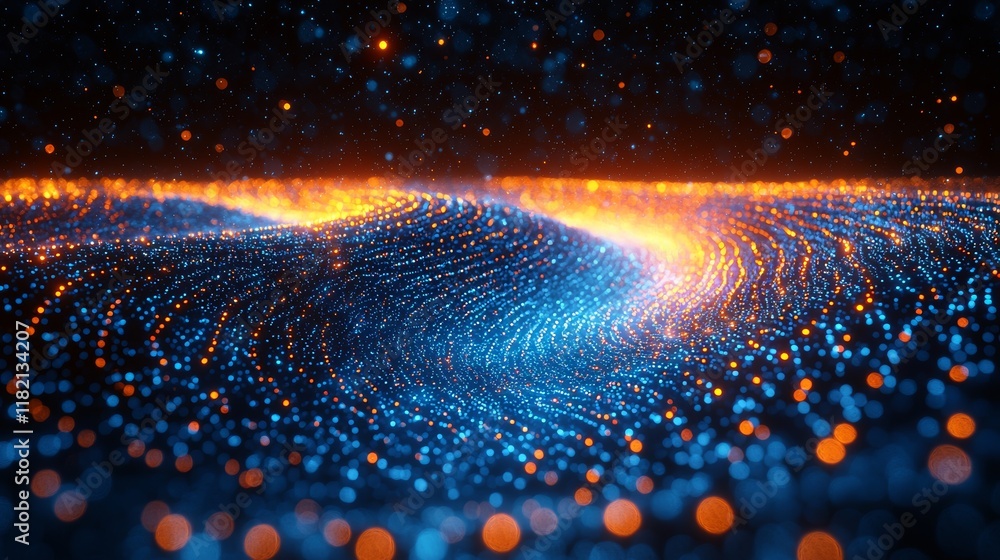 Poster an abstract background symbolizing the endless possibilities and horizons of future it technology, c