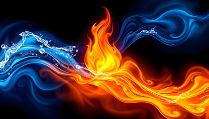fire water earth wind become one shaped wallpaper design abstract organic colorful background, photo, with white tones