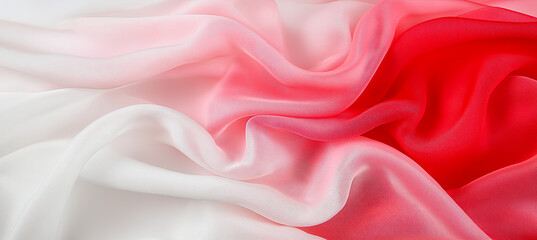 Fototapeta premium Red white ombre silk fabric background textile material texture