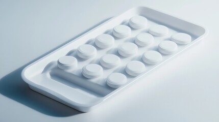 White Tablets on a Tray in Minimalist Setting