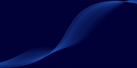 Flowing dark blue curve shape with soft gradient vector abstract background, relaxing and tranquil art, can illustrate health medical or sound of music.