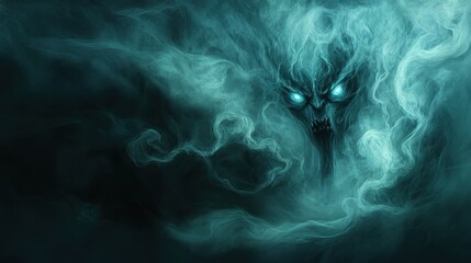 Fototapeta premium Ethereal Smoke Monster Glowing Eyes Dark Fantasy