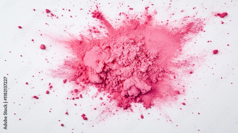Poster pink powder exploding against a white background creating a vibrant and dynamic visual effect. perfe