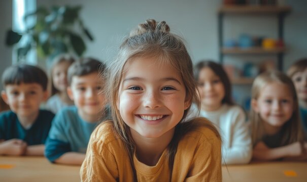 Group of diverse kids in kitchen. Positive happy baking and cooking education, Generative AI