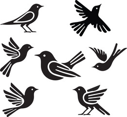 Obraz premium Bundle Image Bird Silhouette Vector illustration on transparent background 02