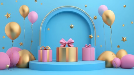 3d Discount product sale podium. Special offer composition. Stage Podium Scene with for Award, Decor element background. 3d render. Vector illustration