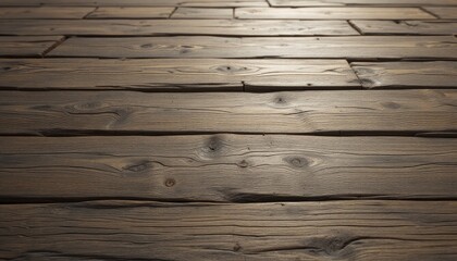 Fototapeta premium Weathered wooden floor planks displaying a warm brown and textured surface