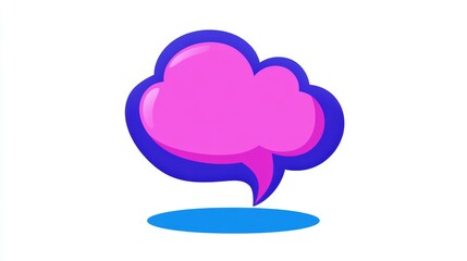 Pink Cloud Speech Bubble Icon - Communication, ideas, thoughts, dialogue, messaging.  A vibrant pink cloud shaped speech bubble.
