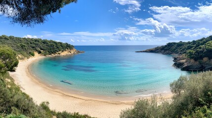 Fototapeta premium Secluded Paradise: Turquoise Bay and Sandy Beach