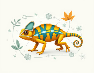 Obraz premium chameleon on white background