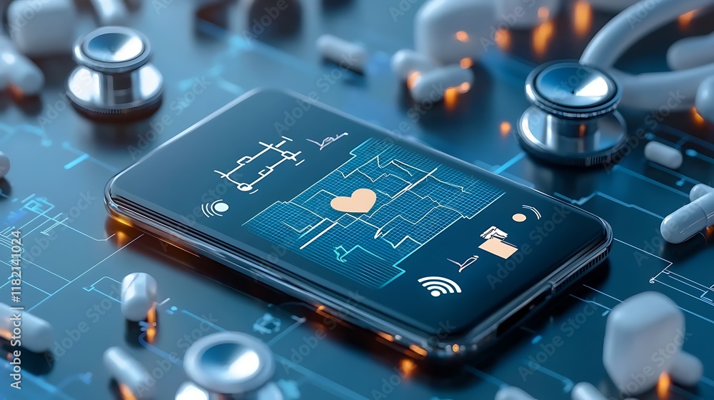 Aufkleber iot connected smart health devices monitoring patient vital statistics in real time for efficient me