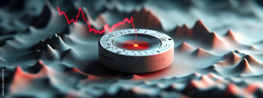 Poster a close up view of a seismograph device used to monitor and record the frequency of ground can be an