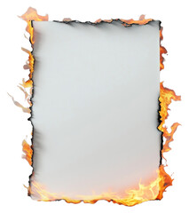 PNG Burnt white paper edge fire effect flame.
