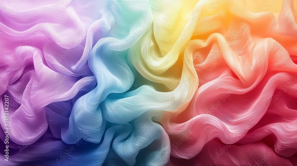 Poster in an abstract art background, dreamy gradient colors and geometric wave design concepts merge seaml
