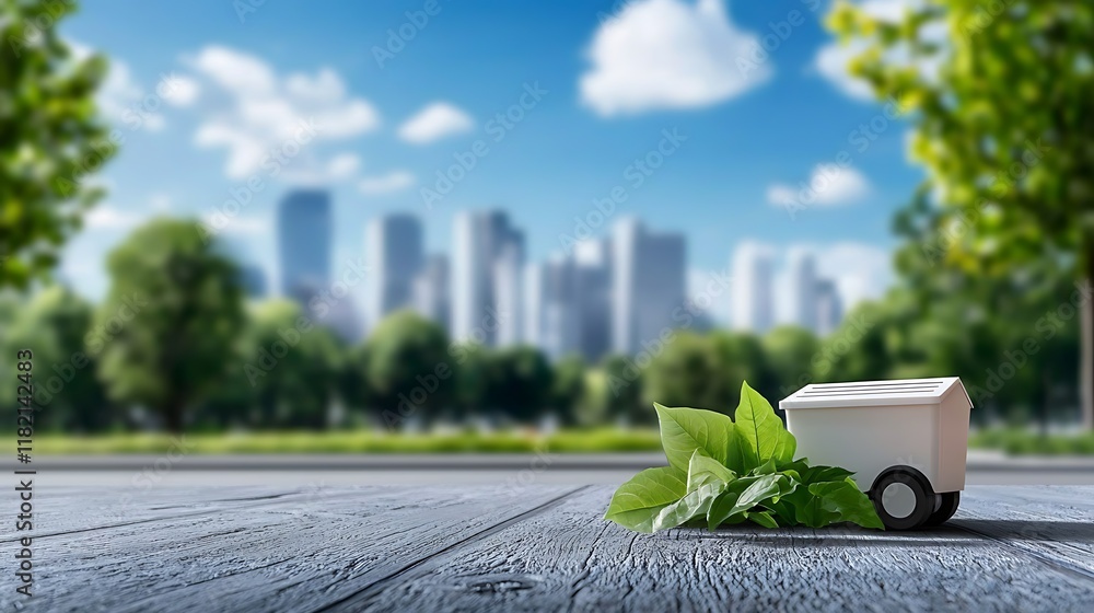 Poster futuristic smart city skyline with 5g enabled iot waste management system sustainable urban environm