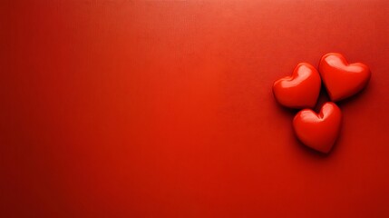 Three Red Hearts on a Red Background