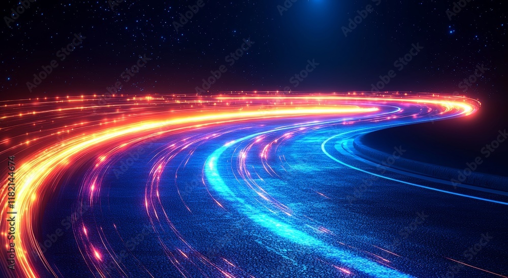 Poster dynamic abstract background with light streaks conveying speed and motion in cool blue tones