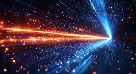 Fototapeta premium Background with light streaks emphasizing speed and motion, set in cool blue hues