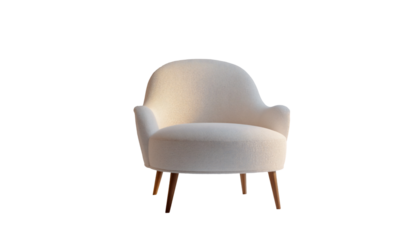 A pixelated image of a white upholstered chair on a black backgr