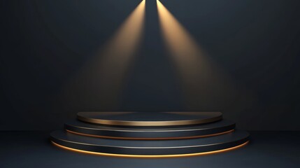 Obraz premium 3d Discount product sale podium. Special offer composition. Stage Podium Scene with for Award, Decor element background. 3d render. Vector illustration