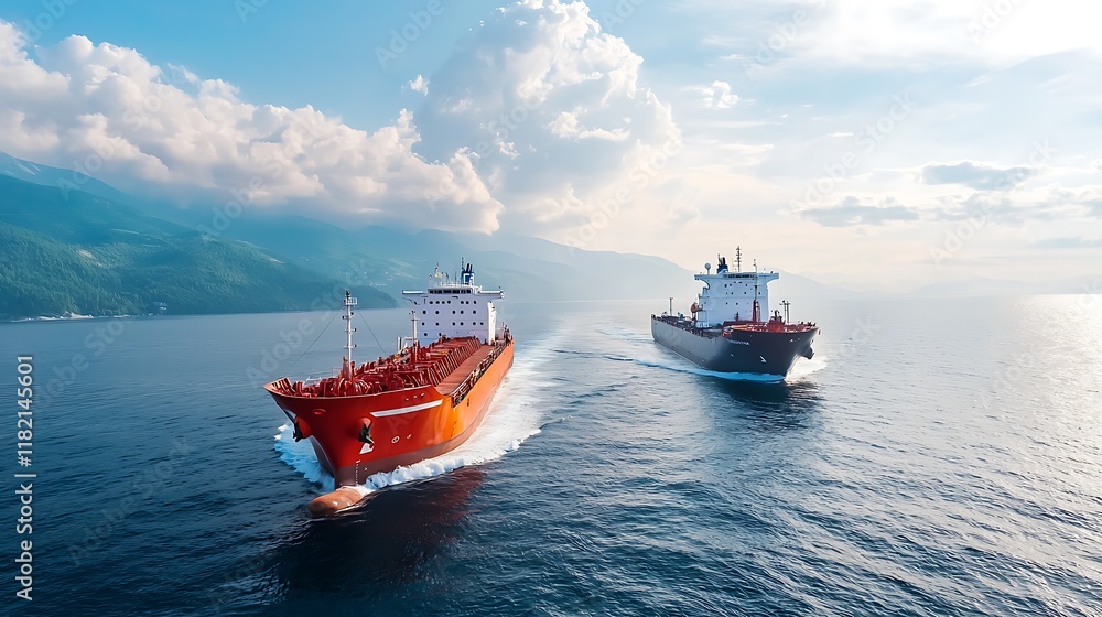 Aufkleber autonomous 5g connected cargo ships navigating the high seas for efficient global trade and logistic