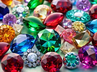 Fototapeta premium Sparkling Gemstones: Close-up of Precious Stones on White Background