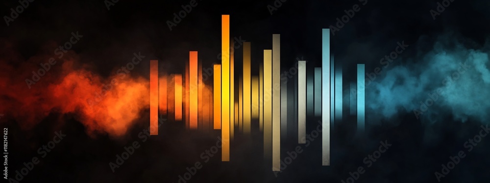 Poster vibrant and dynamic of a spectrogram showing the frequency content and patterns of a human heartbeat