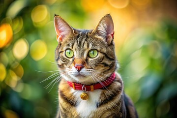 Obraz premium AI-generated image: cat in collar, simple background.