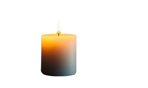 A single lit flame, with a warm, golden glow, casting a soft lig