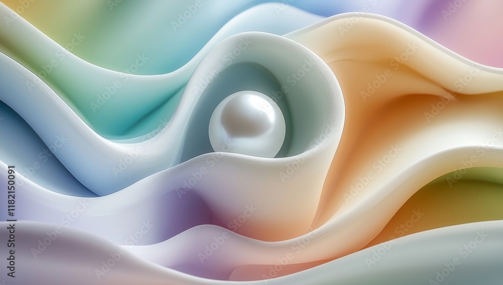 Poster a 3d illustration of a floating sphere with wave patterns set against an abstract background