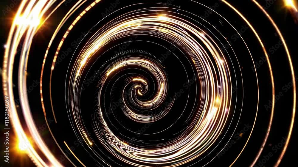 Aufkleber swirling lights create a mesmerizing effect in a dark space with radiant golden tones